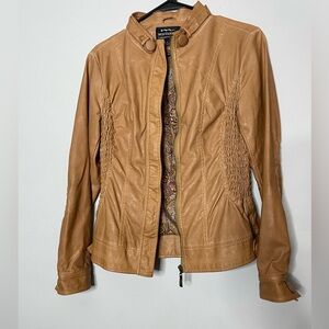 MONTANACO Tan Leather Jacket for Women Size S